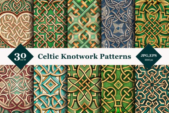 Celtic Knotwork Seamless Patterns 01