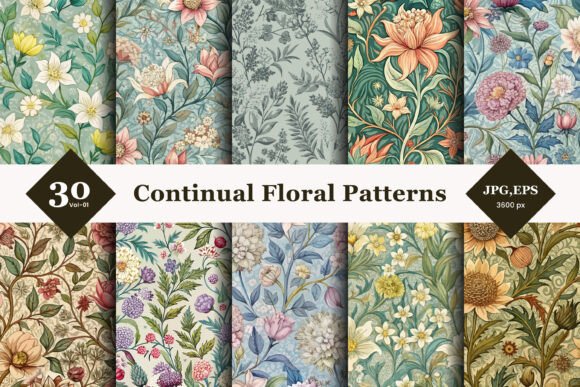 Continual Floral Seamless Patterns 01: Elevate Your Design Workflow