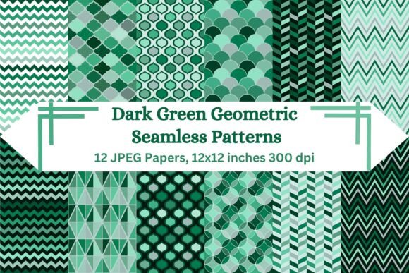 Dark Green Geometric Seamless Patterns: A Modern Digital Paper Pack for Creative Professionals