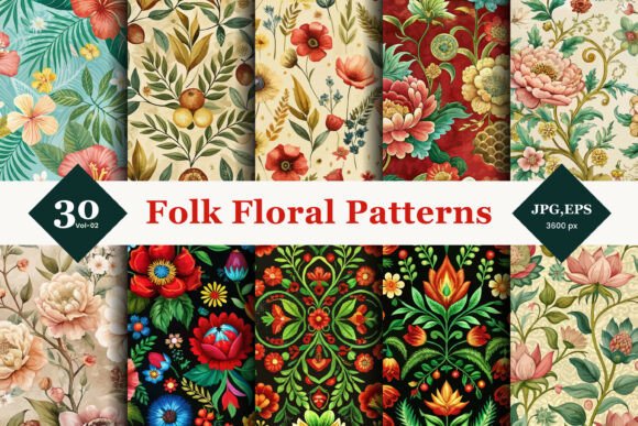 Elevating Boho-Chic Design: A Strategic Analysis of Folk Floral Seamless Patterns 02 for Modern Creators