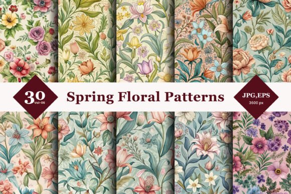 Elevating Brand Identity and Digital Aesthetics with Spring Floral Seamless Patterns 06