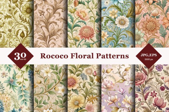 Evaluating Rococo Floral Seamless Patterns 03 for Design Projects
