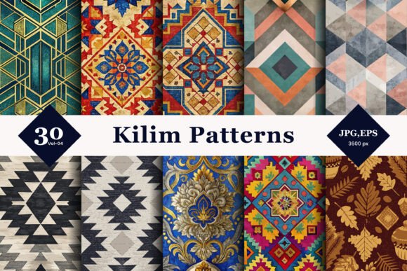 Kilim Style Seamless Patterns 04