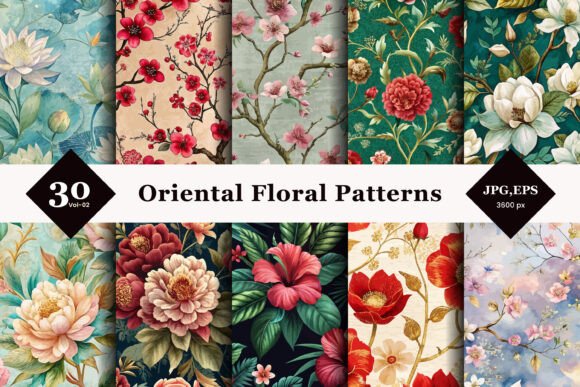 Oriental Floral Seamless Patterns 02: A Strategic Asset for Modern Creative Workflows