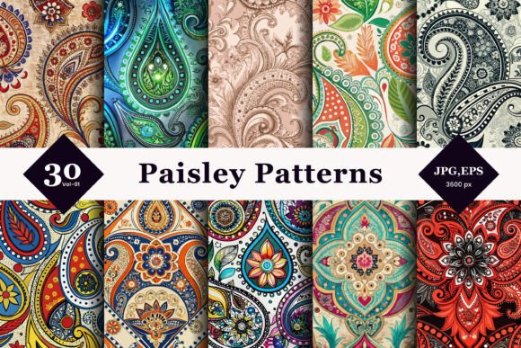 Paisley Style Seamless Patterns 01