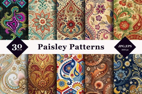 Paisley Style Seamless Patterns 03