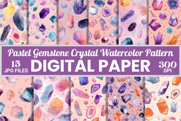 Pastel Gemstone Crystal Rock Patterns