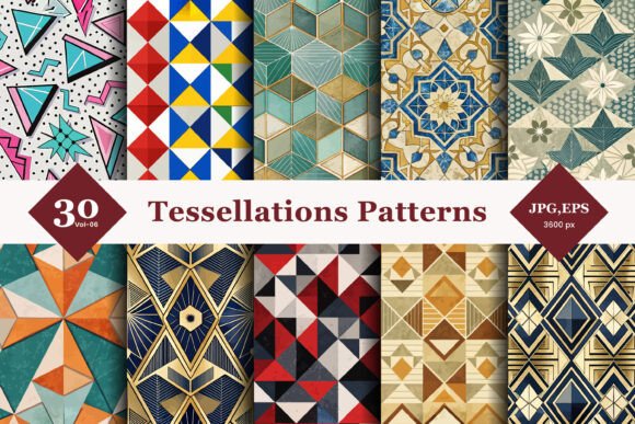 Semi Regular Tessellations Seamless Patterns 06