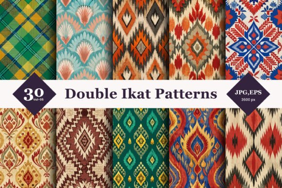 Step Into the Artistic Legacy of Traditional Weaving with Double Ikat Seamless Patterns 05