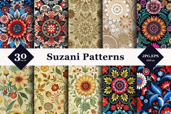 Suzani Style Seamless Patterns 01: Elevating Your Designs with Timeless Craftsmanship