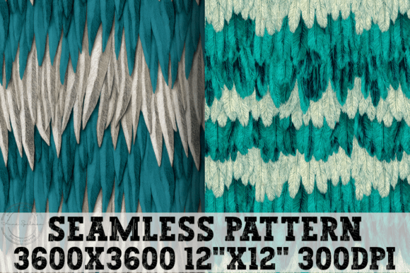 Turquoise Feathers Seamless Patterns