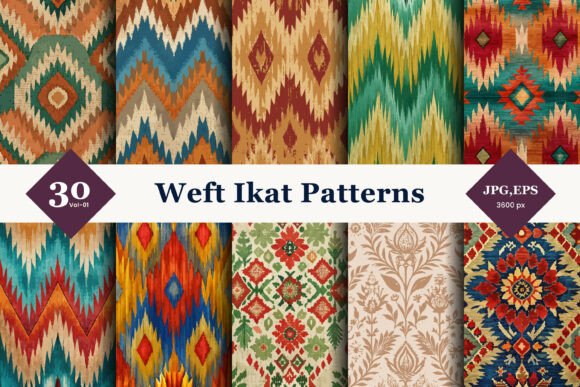 Weft Ikat Seamless Patterns 01